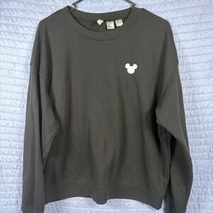 H&M Divided Disney Mickey Mouse Sweatshirt Womens XL Black Crewneck Logo